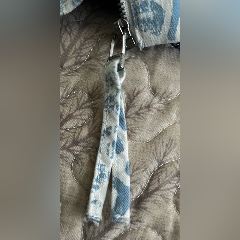 Ruby Rd. Blue And White Pattern Cotton Jean Jacket - Picture 6 of 8